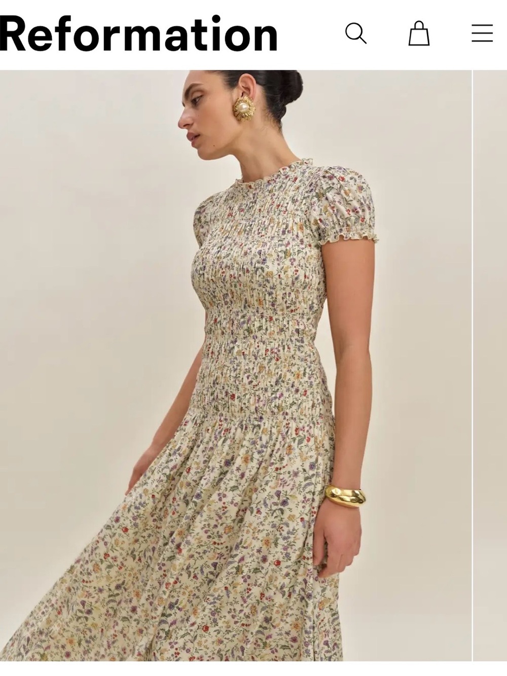 Reformation Kiria Floral Smocked Dress
